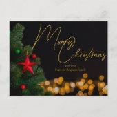Twinkling Gold Lights Modern Vrolijk Kerstfeest Briefkaart (Voorkant)
