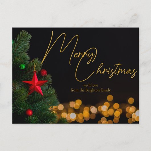Twinkling Gold Lights Modern Vrolijk Kerstfeest Briefkaart (Voorkant)