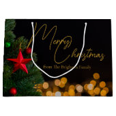 Twinkling Gold Lights Modern Vrolijk Kerstfeest Groot Cadeauzakje (Voorkant)