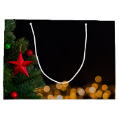 Twinkling Gold Lights Modern Vrolijk Kerstfeest Groot Cadeauzakje (Achterkant)