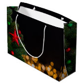 Twinkling Gold Lights Modern Vrolijk Kerstfeest Groot Cadeauzakje (Achterkant Gekanteld)