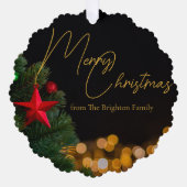 Twinkling Gold Lights Modern Vrolijk Kerstfeest Ornament Kaart (Voorkant)