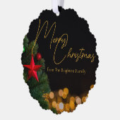 Twinkling Gold Lights Modern Vrolijk Kerstfeest Ornament Kaart (Links)