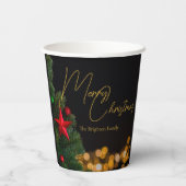 Twinkling Gold Lights Modern Vrolijk Kerstfeest Papieren Bekers (Achterkant)
