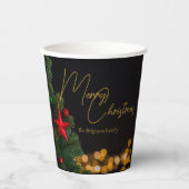 Twinkling Gold Lights Modern Vrolijk Kerstfeest Papieren Bekers (Voorkant)