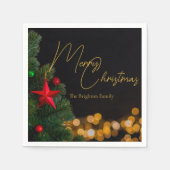 Twinkling Gold Lights Modern Vrolijk Kerstfeest Servet (Voorkant)