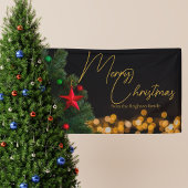 Twinkling Gold Lights Modern Vrolijk Kerstfeest Spandoek