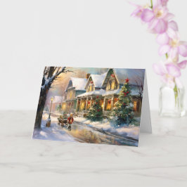 Twinkling Holiday Delight Jongen Trekken Een Sleig Kaart