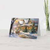 Twinkling Holiday Delight Jongen Trekken Een Sleig Kaart (Voorkant)