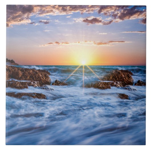 Twinkling IJslandse zonsondergang Tegeltje (Voorkant)