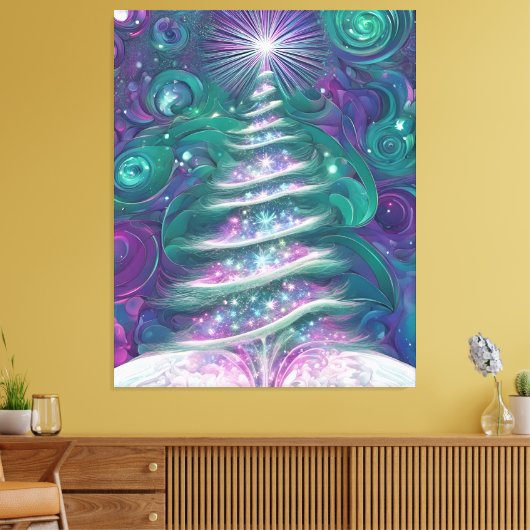 Twinkling Kerstboom Canvas Afdruk (Insitu (Woonkamer))
