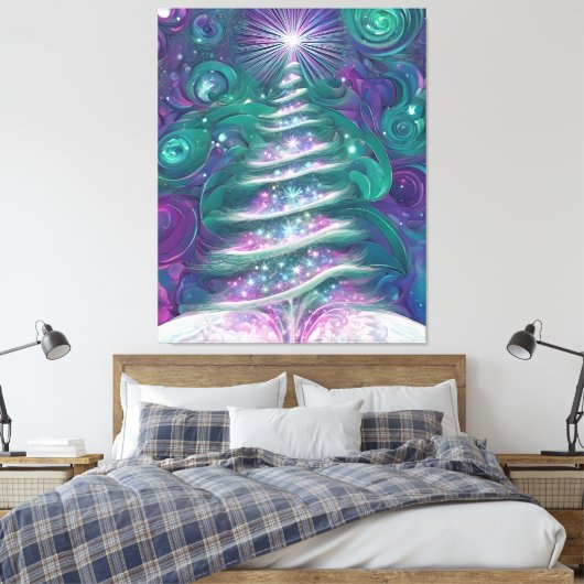Twinkling Kerstboom Canvas Afdruk (Insitu (Slaapkamer))