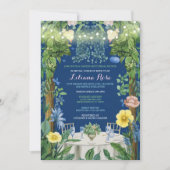 Twinkling Lights Blue Floral Garden Vrijgezellenfe Kaart (Voorkant)