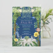 Twinkling Lights Blue Floral Garden Vrijgezellenfe Kaart (Staand voorkant)