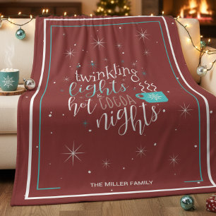 Twinkling Lights Hot Cocoa Nights Typografie ID593 Fleece Deken
