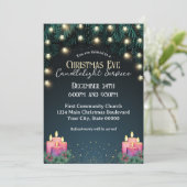 Twinkling Lights Kerstavond Kaarslicht Service Kaart (Staand voorkant)