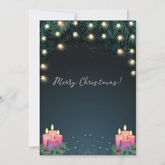 Twinkling Lights Kerstavond Kaarslicht Service Kaart (Achterkant)