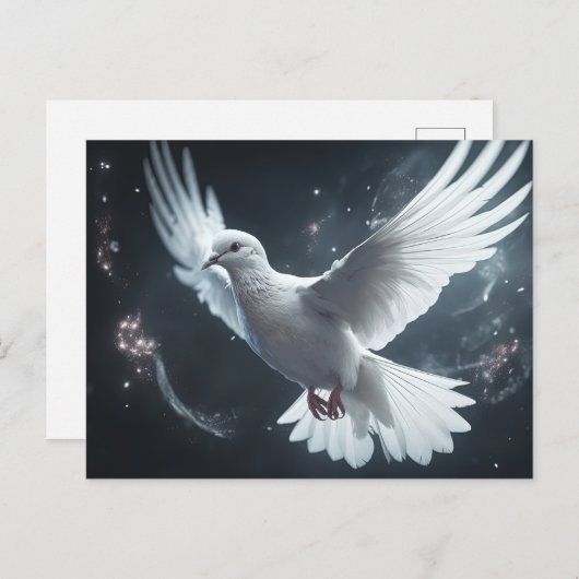 Twinkling Lights Witte Vredesduif Briefkaart (Voorkant / Achterkant)