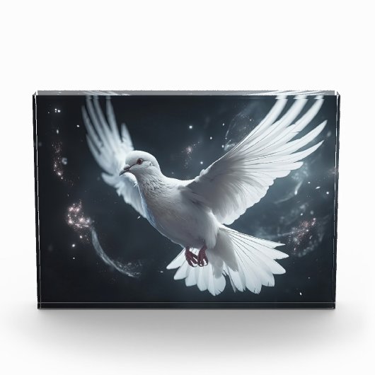 Twinkling Lights Witte Vredesduif Fotoblokken (Voorkant)