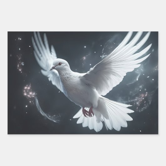 Twinkling Lights Witte Vredesduif Inpakpapier Vel (Voorkant 3)