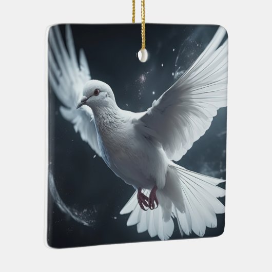 Twinkling Lights Witte Vredesduif Keramisch Ornament (Rechts)