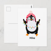 Twinkling Pinguïn met Kerstmis Lichten Briefkaart (Voorkant / Achterkant)