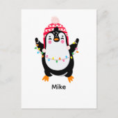 Twinkling Pinguïn met Kerstmis Lichten Briefkaart (Voorkant)