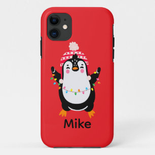 Twinkling Pinguïn met Kerstmis Lichten Case-Mate iPhone Case