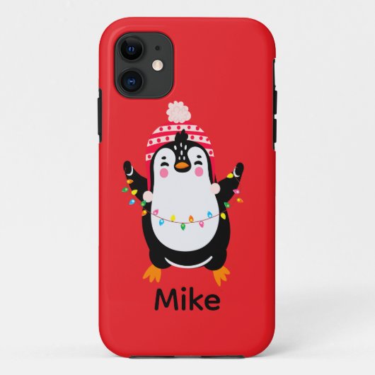 Twinkling Pinguïn met Kerstmis Lichten Case-Mate iPhone Case (Achterkant)