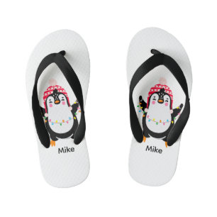 Twinkling Pinguïn met Kerstmis Lichten Kinder Teenslippers