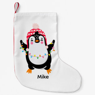 Twinkling Pinguïn met Kerstmis Lichten Kleine Kerstsok