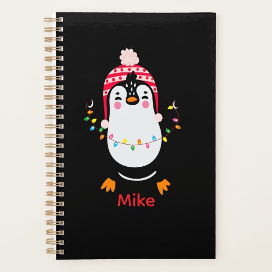 Twinkling Pinguïn met Kerstmis Lichten Planner (Voorkant)