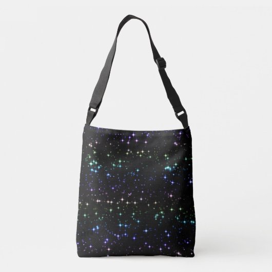 Twinkling Regenboog Glitter Sterren in de Nacht Sk Crossbody Tas (Achterkant)