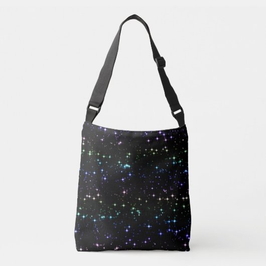 Twinkling Regenboog Glitter Sterren in de Nacht Sk Crossbody Tas (Voorkant)
