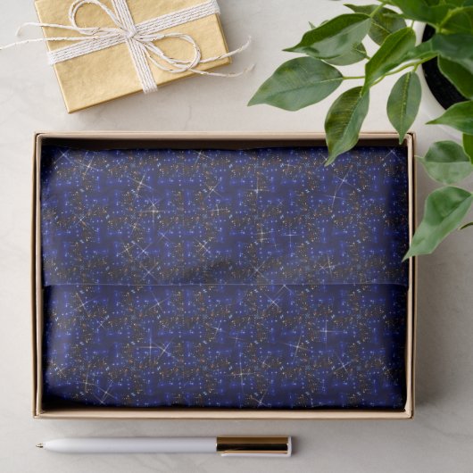 Twinkling Stars Marine Blauw Weefsel Papier (Geschenk)