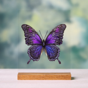 Twinkling Wings, Paarse Sparkle Butterfly Acryl Bord