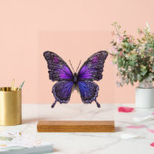 Twinkling Wings, Paarse Sparkle Butterfly Acryl Bord (Huwelijk)