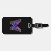 Twinkling Wings: Paarse Sparkle Butterfly Bagagelabel (Voorkant horizontaal)