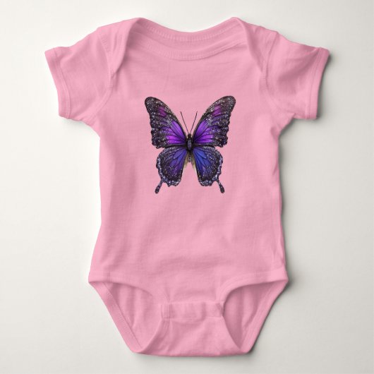 Twinkling Wings: Paarse Sparkle Butterfly Romper (Voorkant)