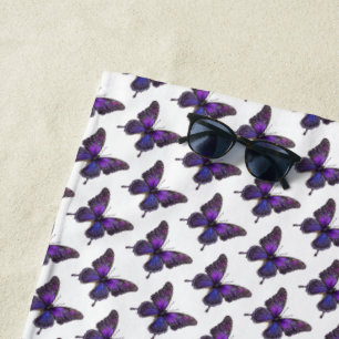 Twinkling Wings: Paarse Sparkle Butterfly Strandlaken