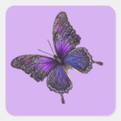 Twinkling Wings: Paarse Sparkle Butterfly Vierkante Sticker (Voorkant)