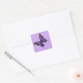 Twinkling Wings: Paarse Sparkle Butterfly Vierkante Sticker (Envelop)
