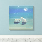 Twinkling Winter Polar Beren Verpakt Canvas Print (Insitu (Houten vloer))