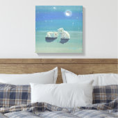 Twinkling Winter Polar Beren Verpakt Canvas Print (Insitu (Slaapkamer))