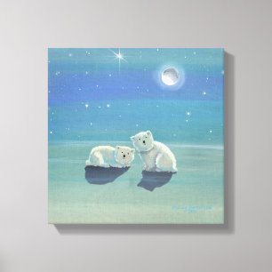 Twinkling Winter Polar Beren Verpakt Canvas Print
