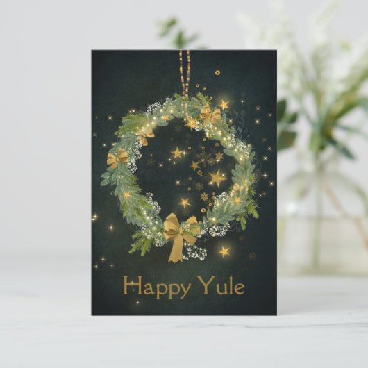 Twinkling Yule krans Bedankkaart (Staand voorkant)