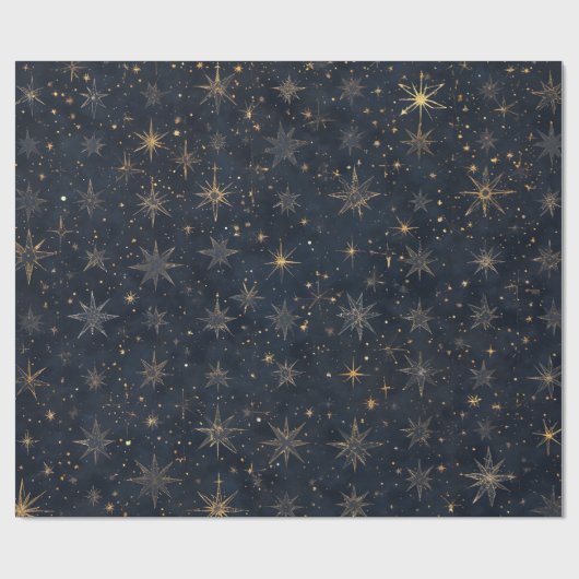 Twinkling Zilver & Gouden Sterren Wrapping Papier (Vlak)