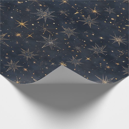 Twinkling Zilver & Gouden Sterren Wrapping Papier (Hoek)