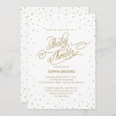 Twinkly Gold Stars Fancy Baby shower Kaart (Voorkant / Achterkant)