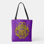 TWINKNOPEN Gold Celtic Knols, edelstenen in Paars Tote Bag (Achterkant)